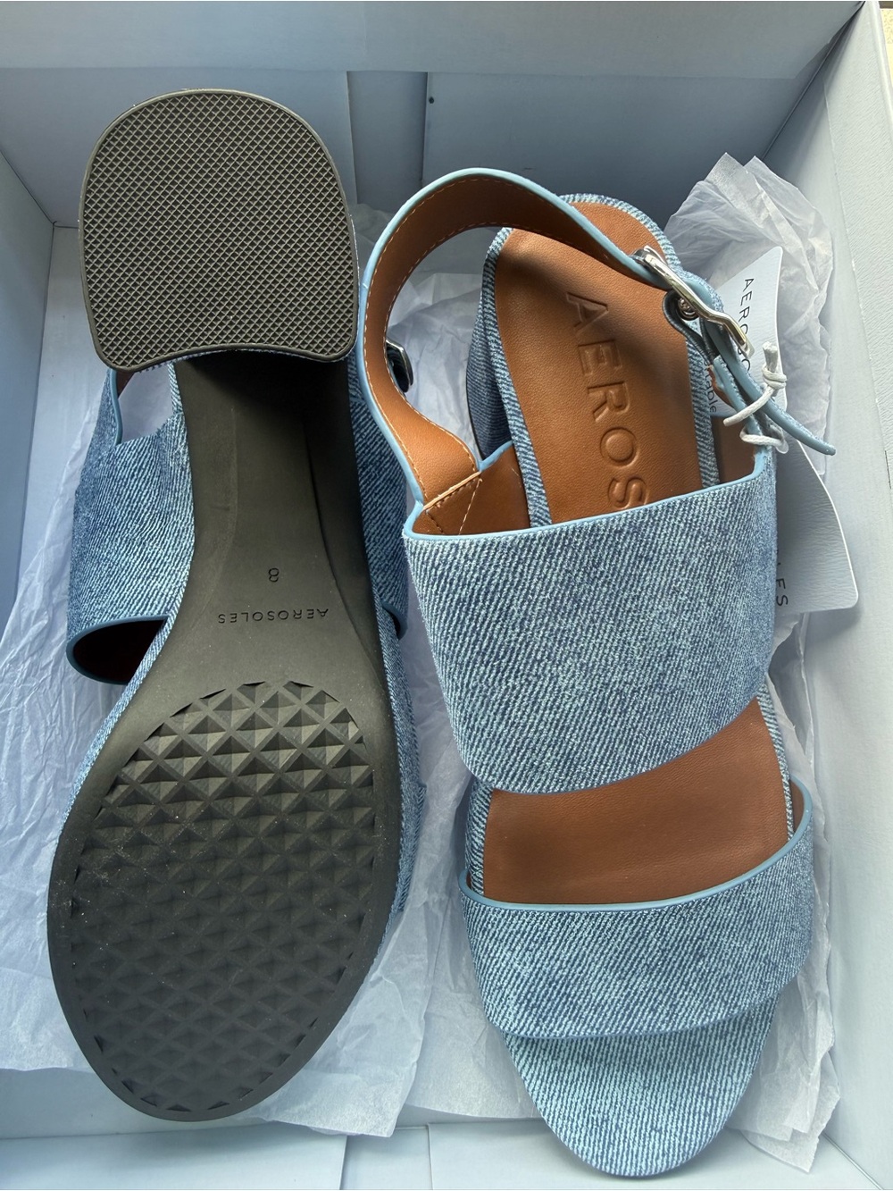 AEROSOLES Light Denim Blue Slingback Sandal